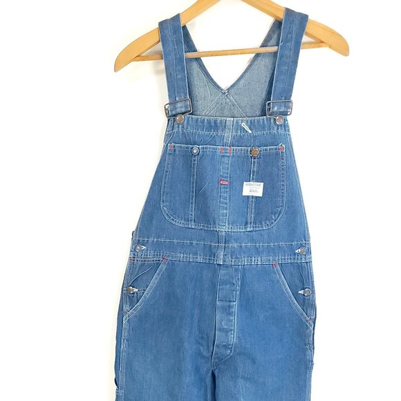 Vtg Big Mac Square Bak Denim Bib Overalls Men's 32x31? JCPenney Work Farm Ranch